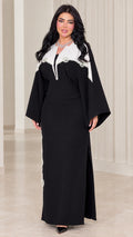 Black contrast embellished bell sleeve maxi dress front view