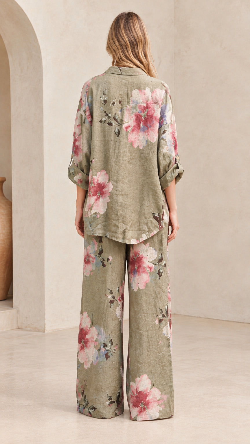Sage Green floral lounge set back view