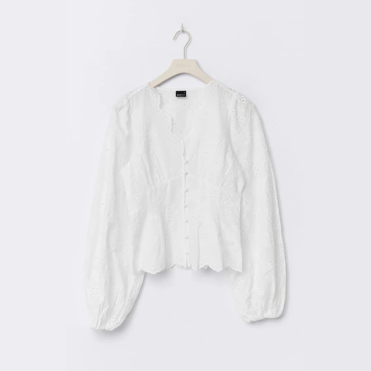 Lace-Trimmed Casual Solid-Color Shirt