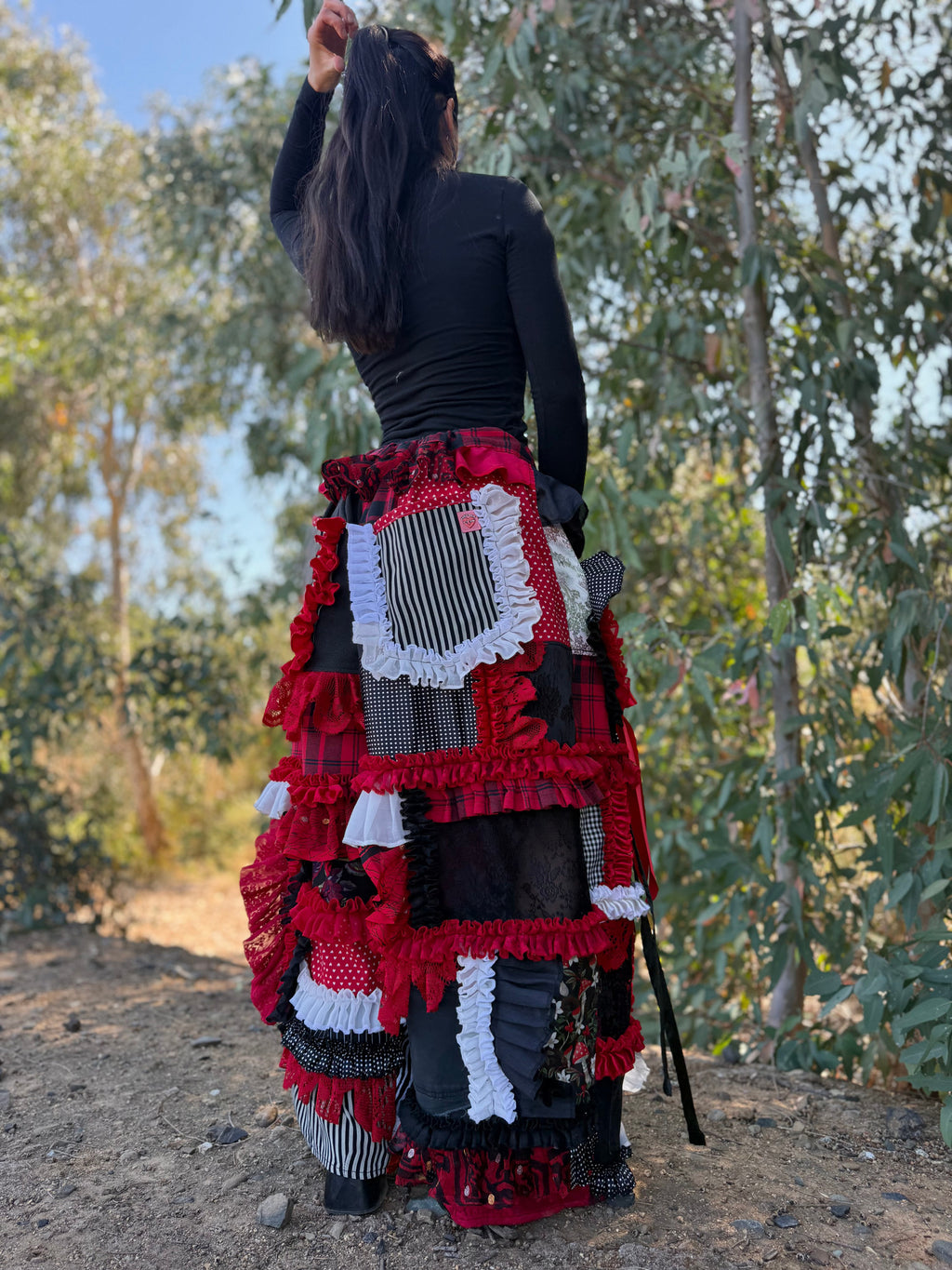 Upcycled Adjustable-Waist Ruffle Pants